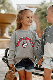 NORTHEASTERN HUSKIES Kid's Faded-Wash Pullover