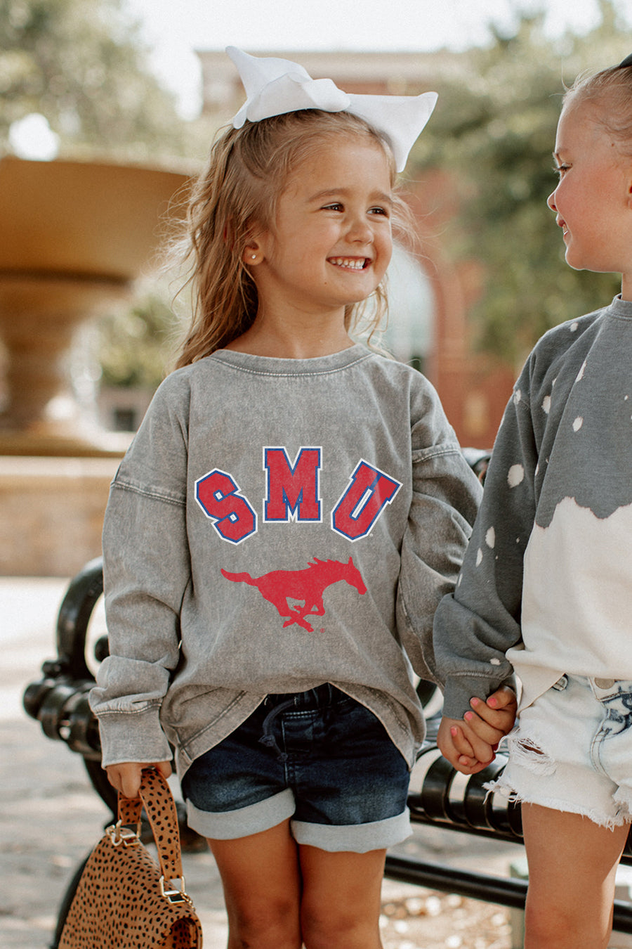 SMU MUSTANGS Kid's Faded-Wash Pullover
