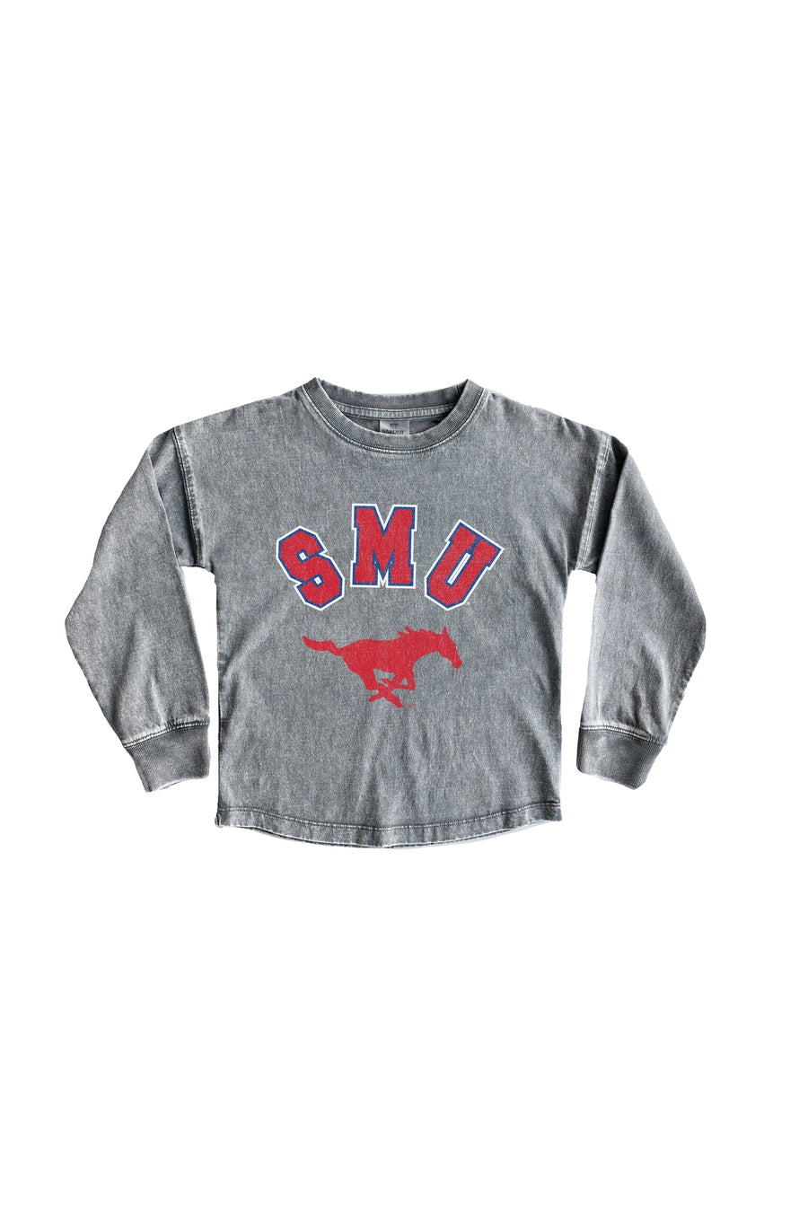 SMU MUSTANGS Kid's Faded-Wash Pullover