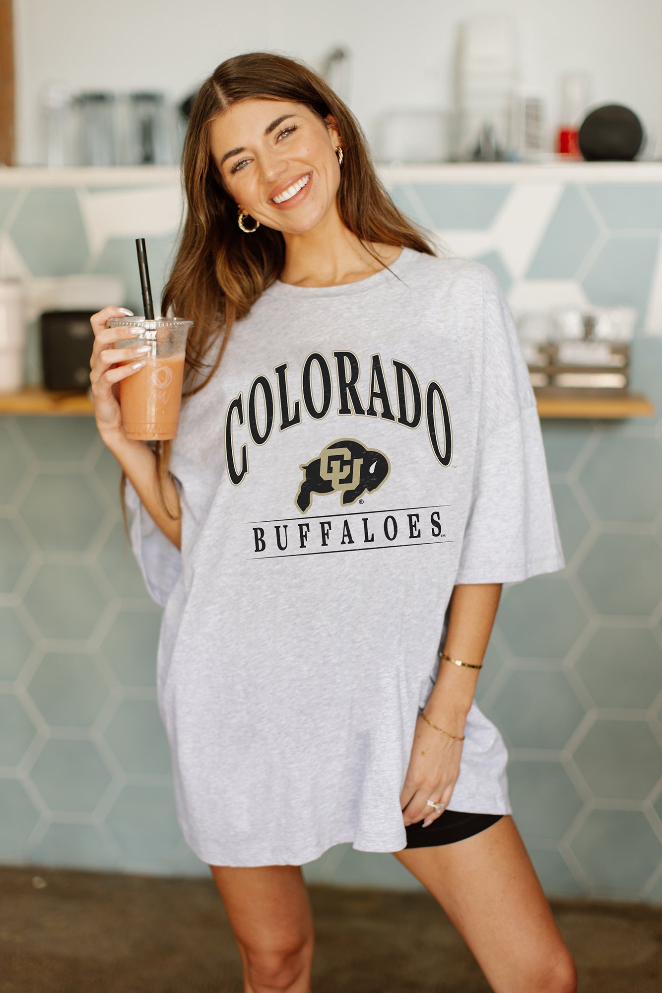 Women's Gameday Couture White Colorado Buffaloes This Time Around Oversized  T-Shirt