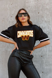 WASHINGTON COMMANDERS AUTOMATIC DOWN LIGHTWEIGHT SPORTY TOP WITH STRIPED SLEEVE DETAIL