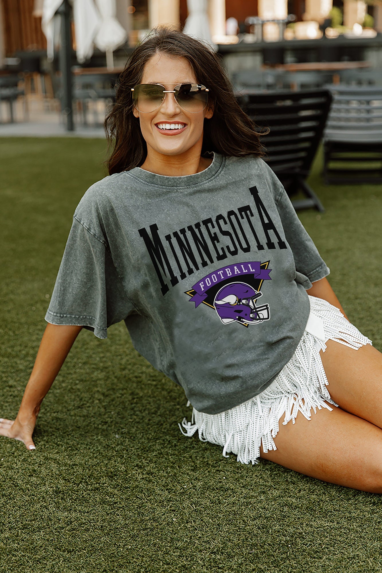 MINNESOTA VIKINGS ENFORCER MINERAL WASH TEE – GAMEDAY COUTURE