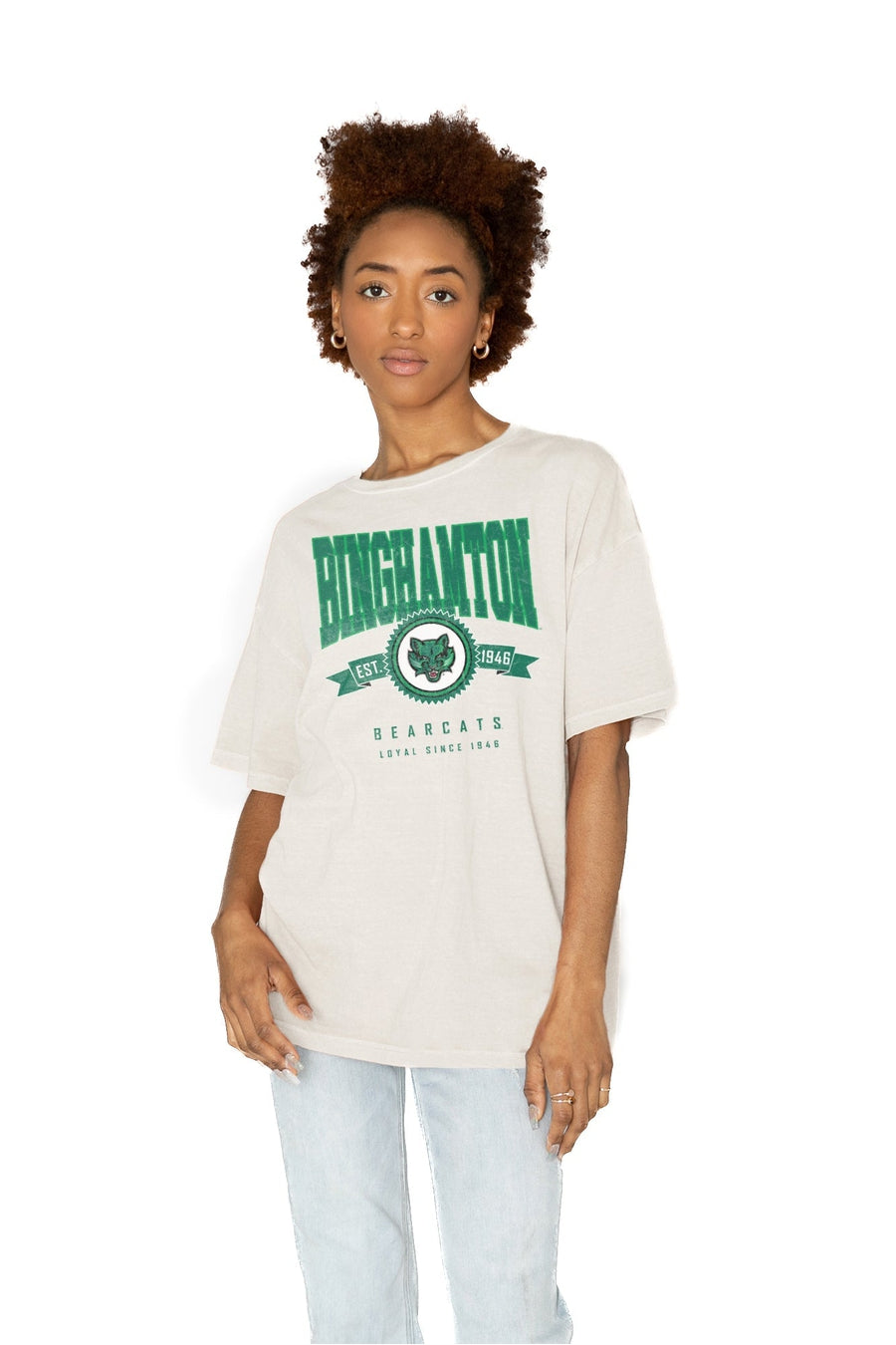 BINGHAMTON BEARCATS GET GOIN' OVERSIZED CREW NECK TEE