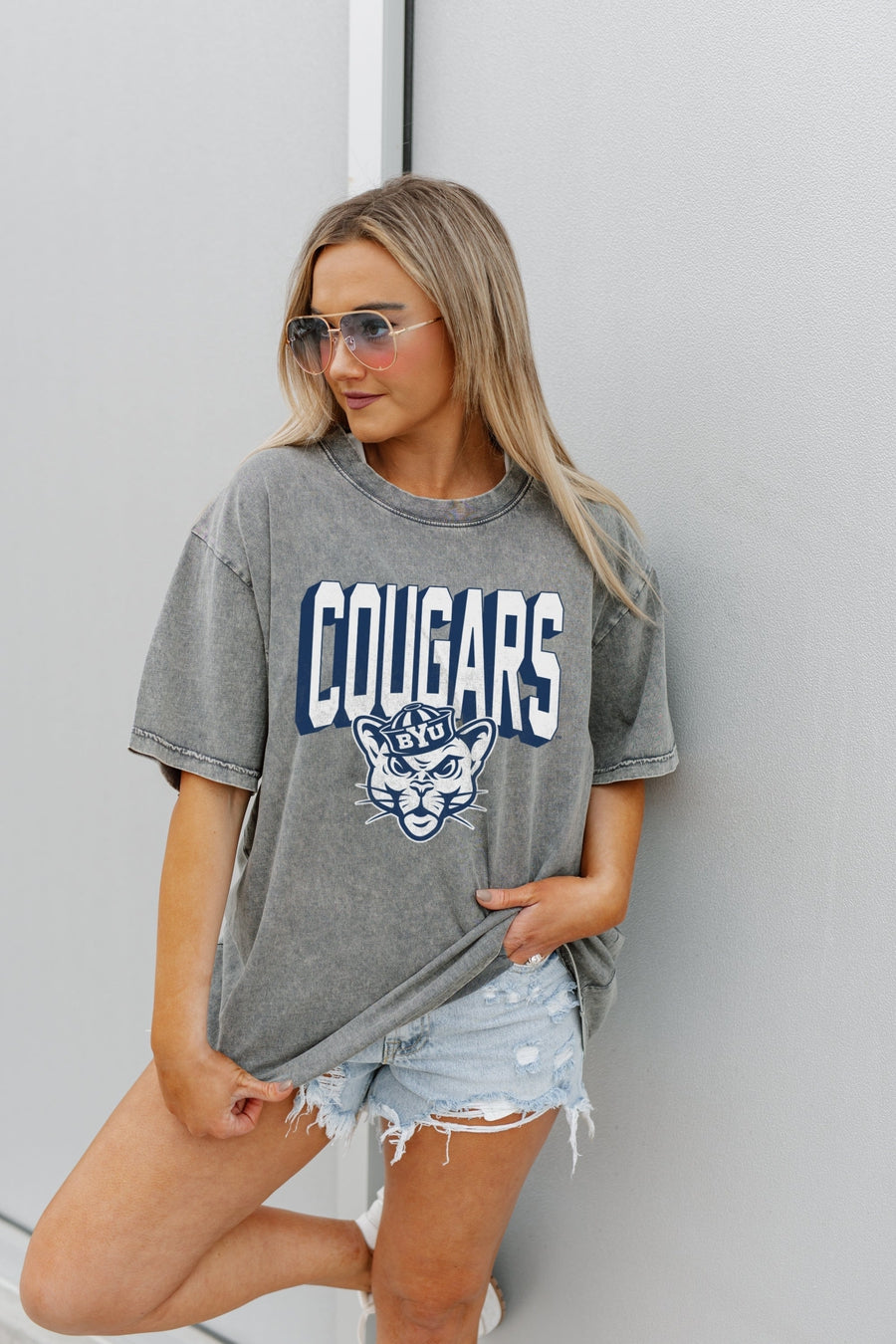 BYU COUGARS SOLID DEFENSE OVERSIZED CREWNECK TEE