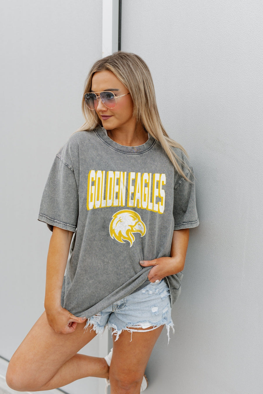 CAL STATE LOS ANGELES GOLDEN EAGLES SOLID DEFENSE OVERSIZED CREWNECK TEE