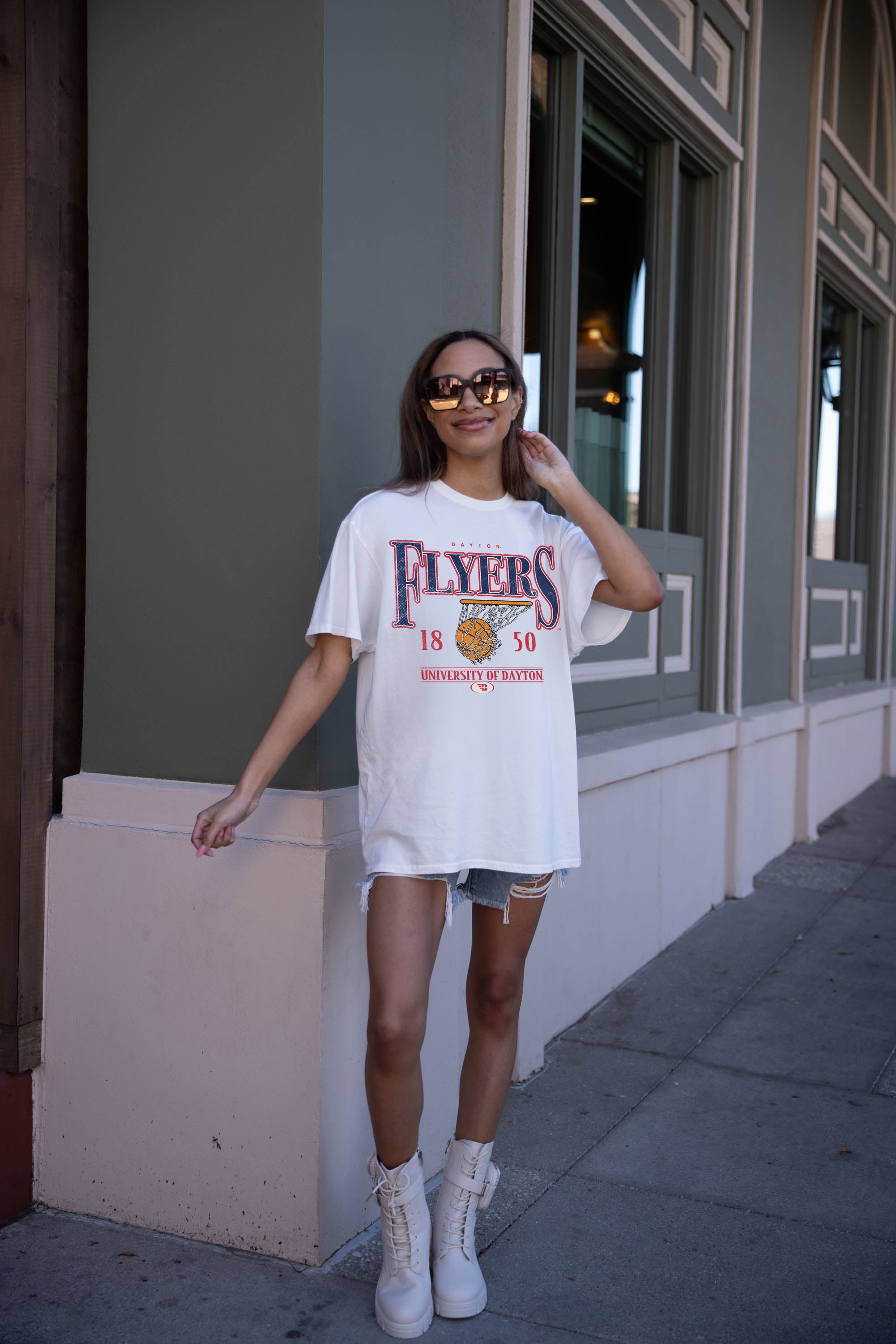 DAYTON FLYERS COURT DATE OVERSIZED CREWNECK TEE