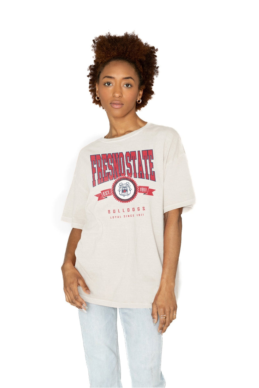 FRESNO STATE BULLDOGS GET GOIN' OVERSIZED CREW NECK TEE