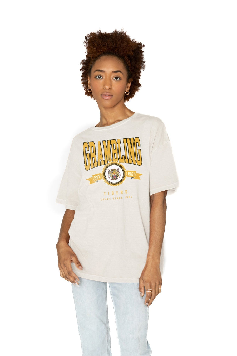 GRAMBLING STATE TIGERS GET GOIN' OVERSIZED CREW NECK TEE