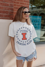 ILLINOIS FIGHTING ILLINI ON POINT OVERSIZED CREWNECK TEE
