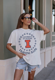 ILLINOIS FIGHTING ILLINI ON POINT OVERSIZED CREWNECK TEE