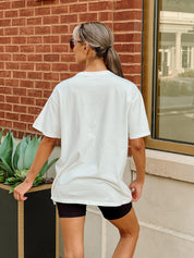 Ivory Indiana Hoosiers ON POINT Oversized Crewneck Tee - Back View Cotton Fabric Detail | Gameday Couture - SOHO