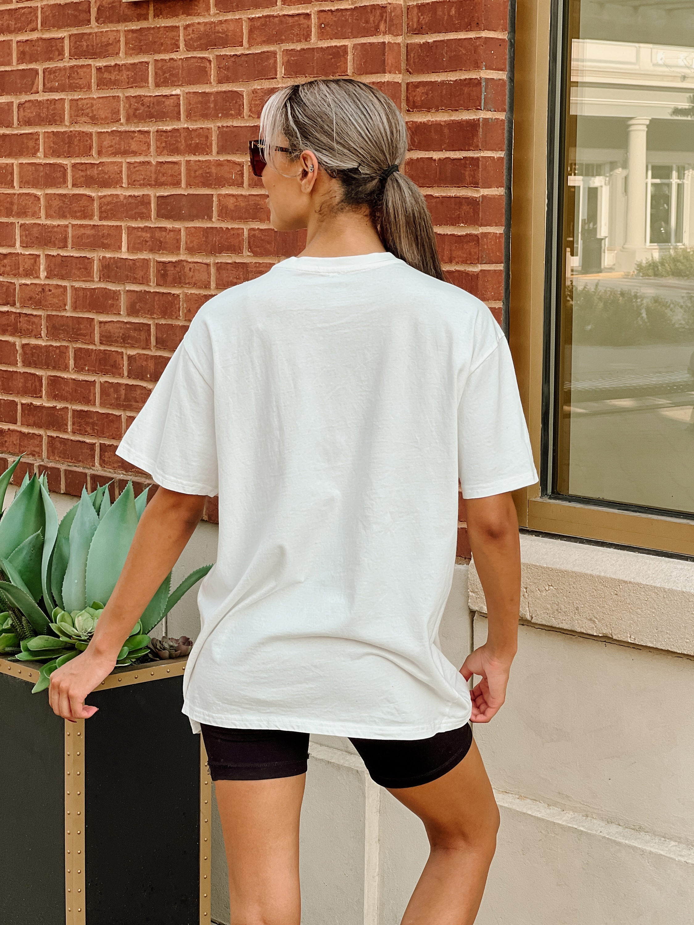 Ivory Indiana Hoosiers ON POINT Oversized Crewneck Tee - Back View Cotton Fabric Detail | Gameday Couture - SOHO