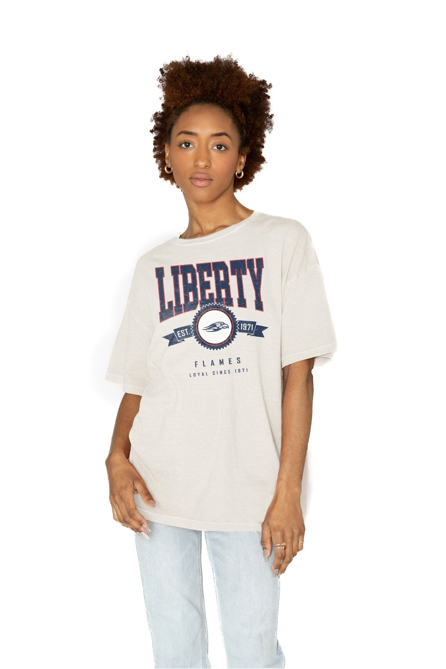 LIBERTY FLAMES GET GOIN' OVERSIZED CREW NECK TEE