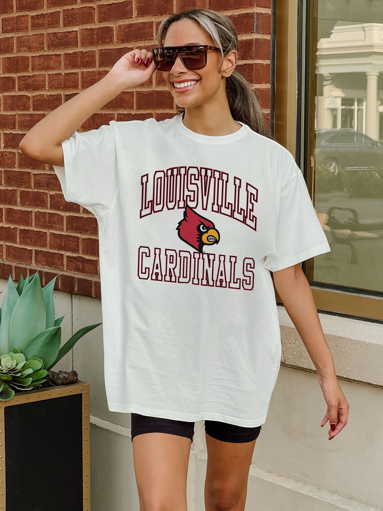 LOUISVILLE CARDINALS UP YOUR GAME OVERSIZED CREWNECK TEE BY MADI PREWE –  GAMEDAY COUTURE