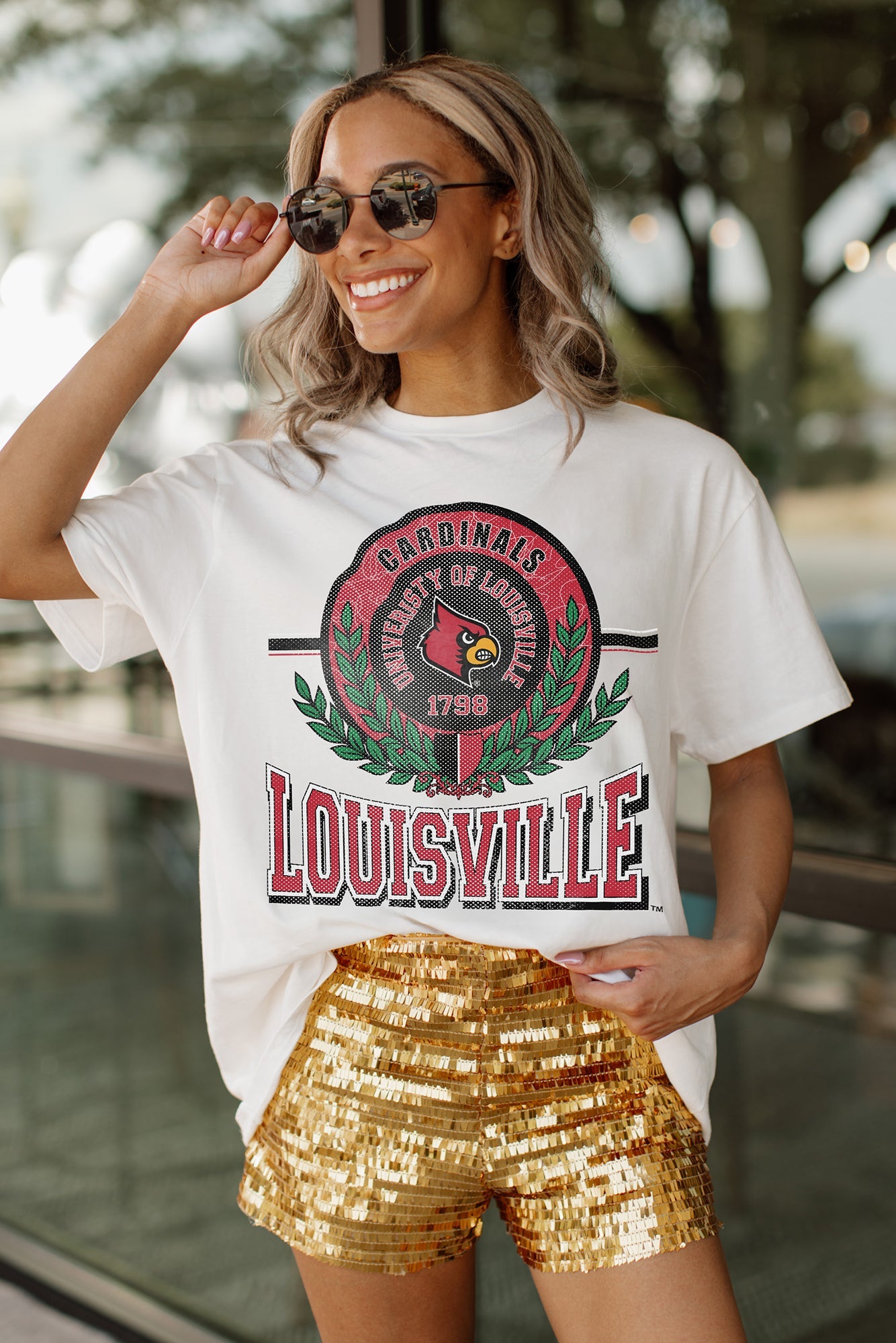 Madi x GC Louisville Cardinals Be A Champion Oversized Crewneck Tee by Madi Prewett Troutt