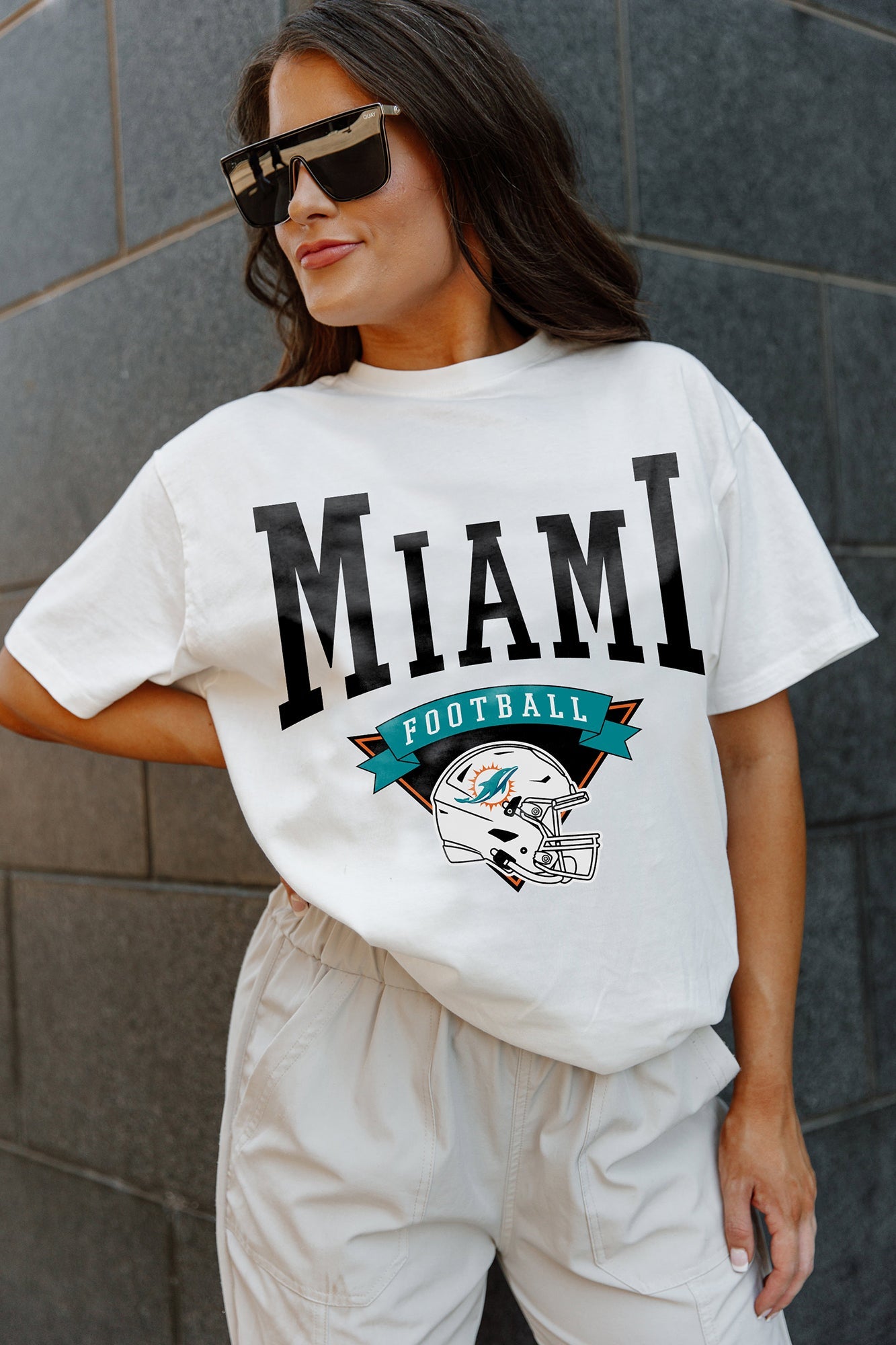 MIAMI DOLPHINS ENFORCER RELAXED FIT SHORT SLEEVE CREWNECK TEE