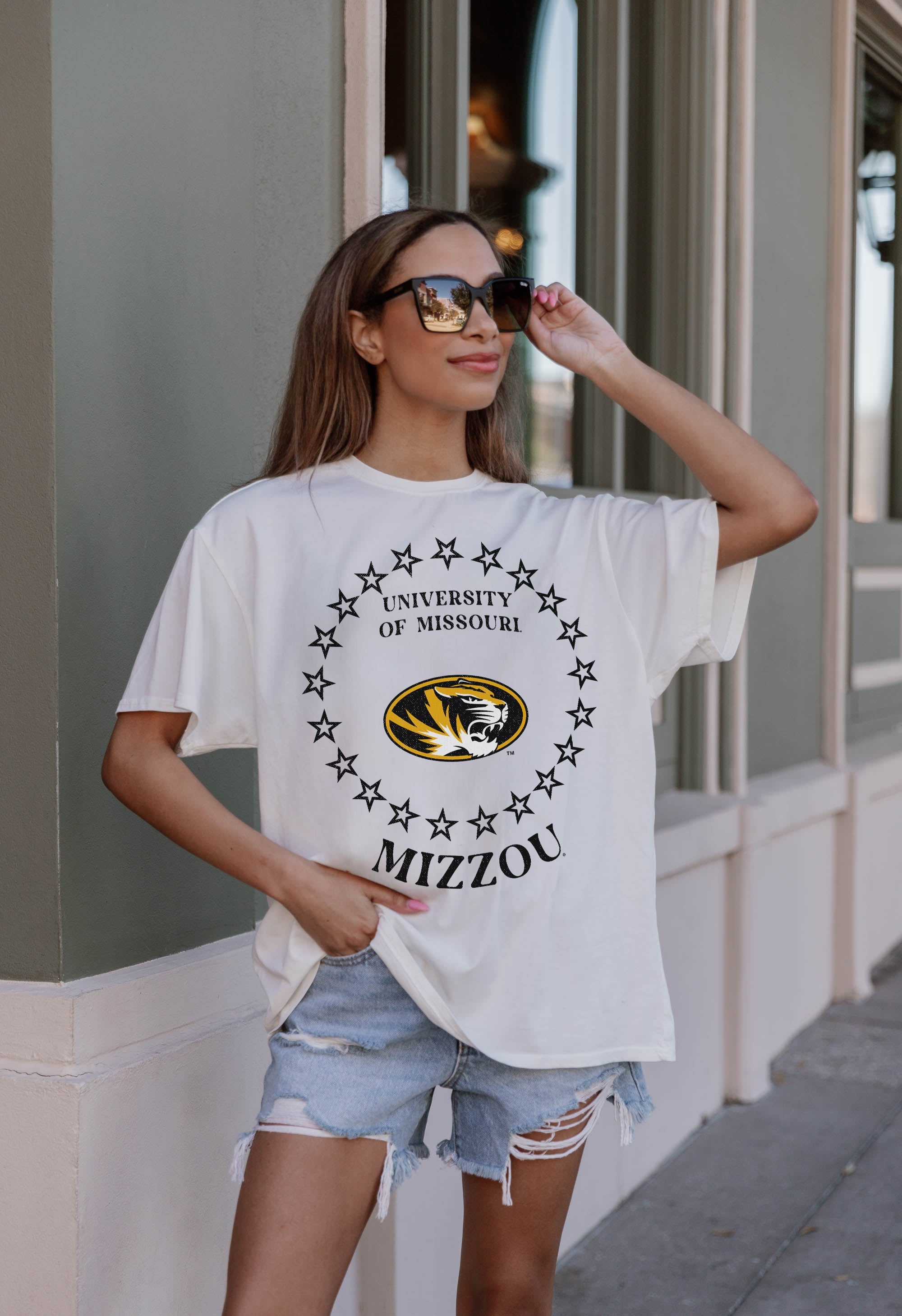 MISSOURI TIGERS ON POINT OVERSIZED CREWNECK TEE