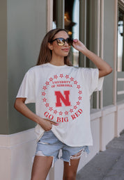 NEBRASKA CORNHUSKERS ON POINT OVERSIZED CREWNECK TEE
