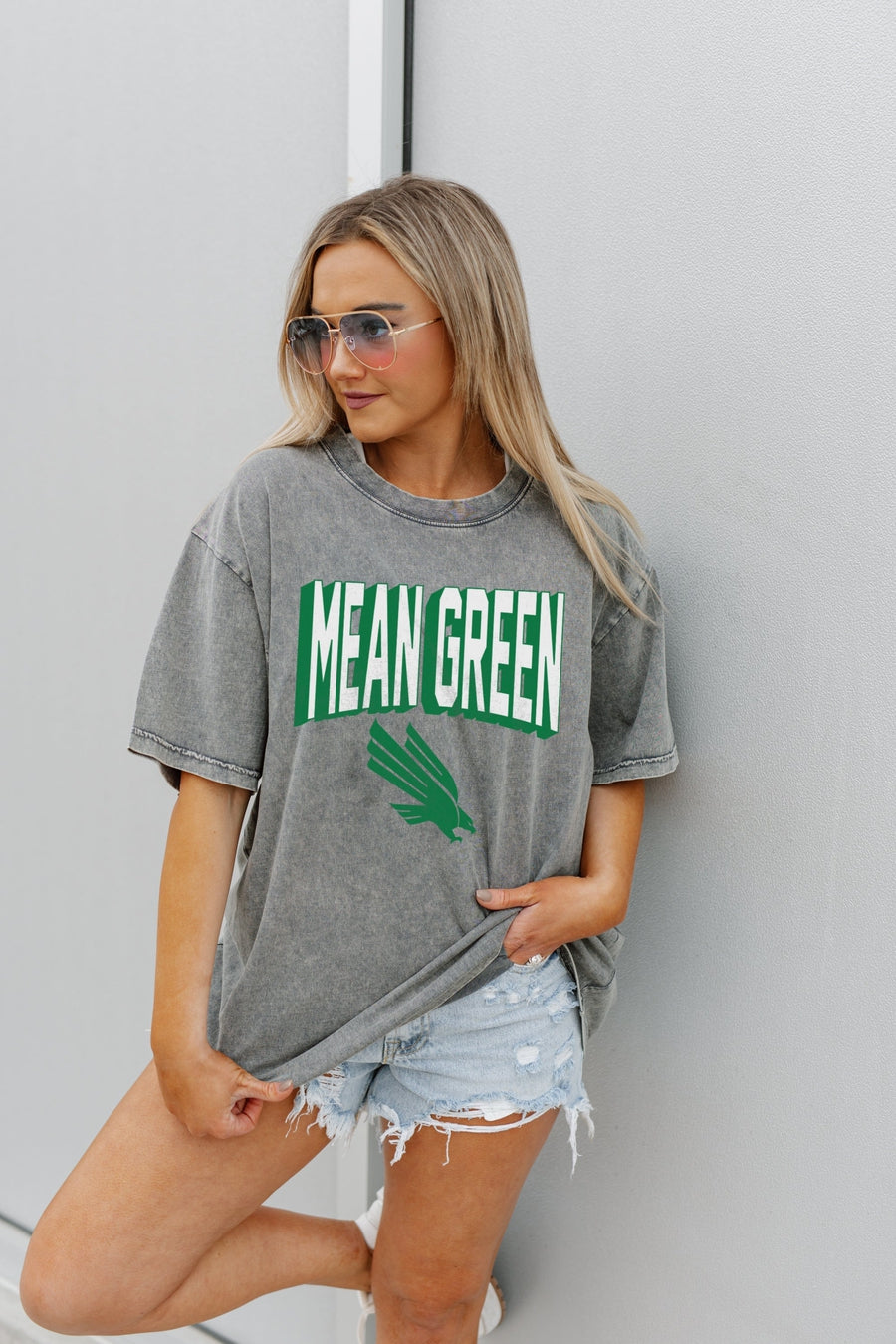 NORTH TEXAS MEAN GREEN SOLID DEFENSE OVERSIZED CREWNECK TEE