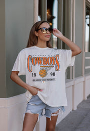 OKLAHOMA STATE COWBOYS COURT DATE OVERSIZED CREWNECK TEE