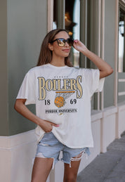 PURDUE BOILERMAKERS COURT DATE OVERSIZED CREWNECK TEE
