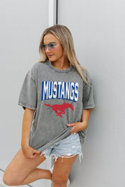 SMU MUSTANGS SOLID DEFENSE OVERSIZED CREWNECK TEE