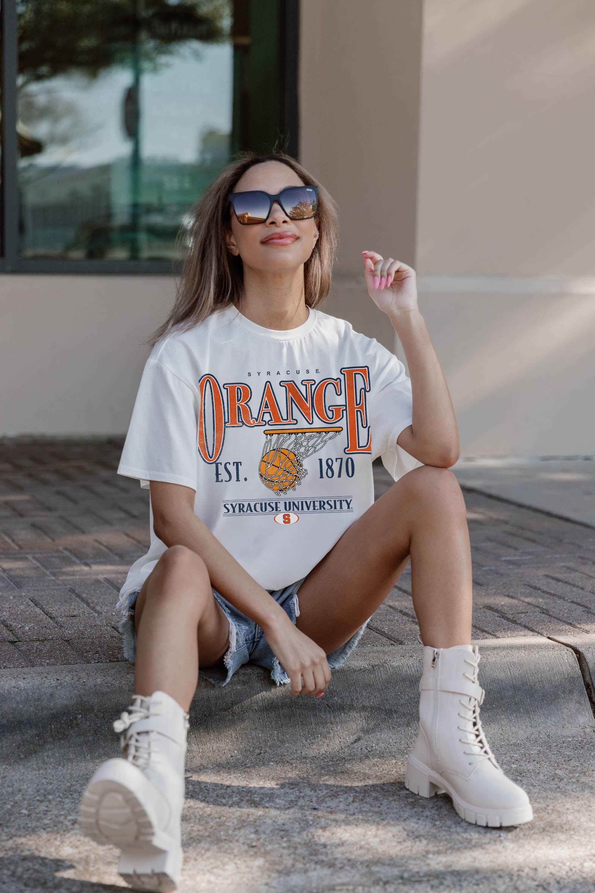 SYRACUSE ORANGE COURT DATE OVERSIZED CREWNECK TEE