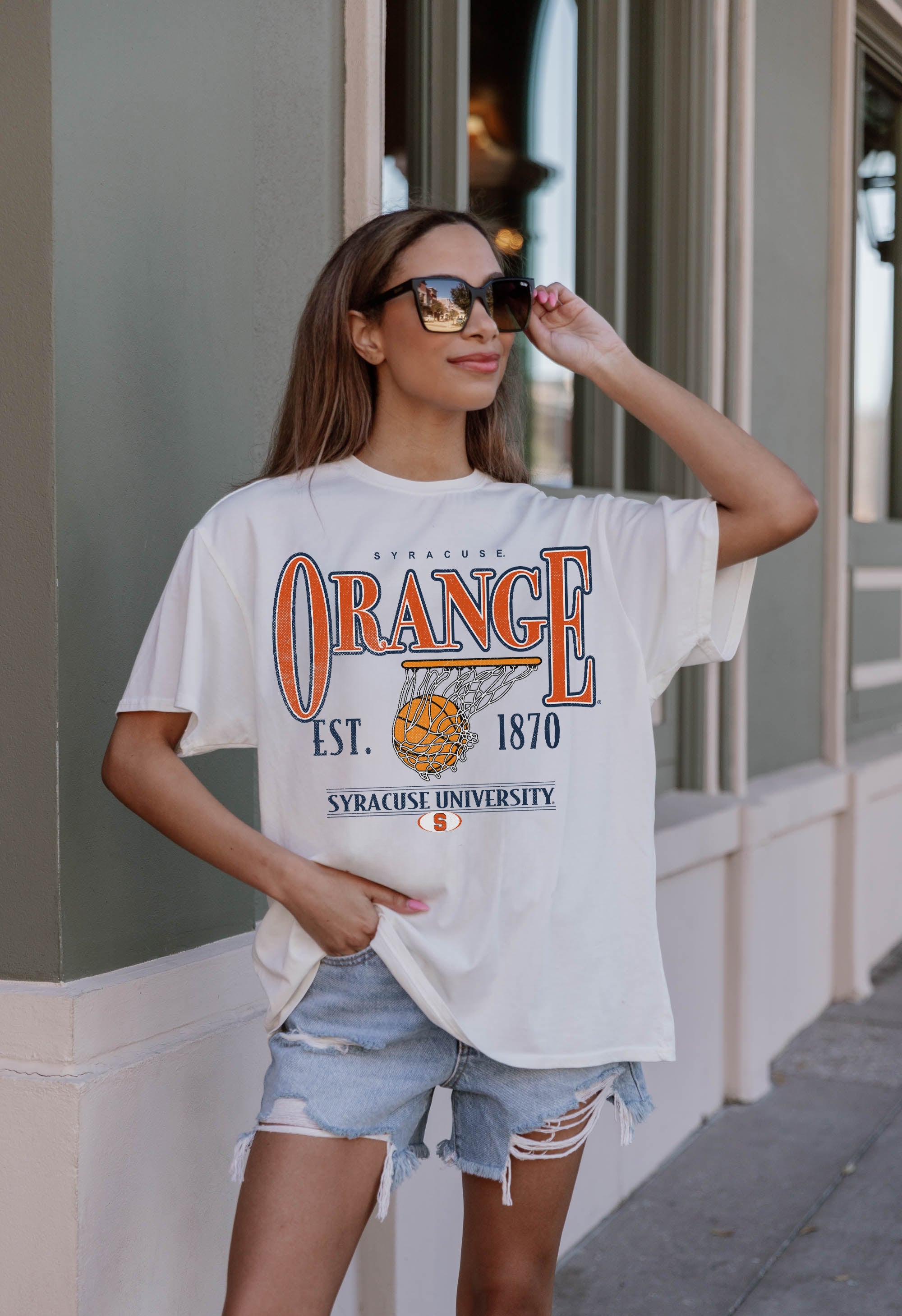 SYRACUSE ORANGE COURT DATE OVERSIZED CREWNECK TEE