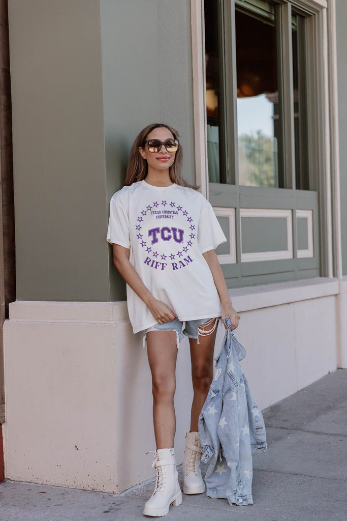 TCU HORNED FROGS ON POINT OVERSIZED CREWNECK TEE