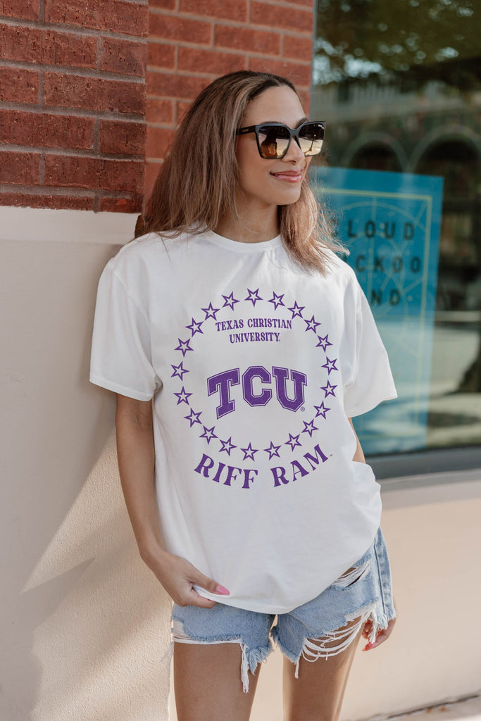 TCU HORNED FROGS ON POINT OVERSIZED CREWNECK TEE