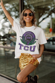 TCU HORNED FROGS BE A CHAMPION OVERSIZED CREWNECK TEE BY MADI PREWETT
