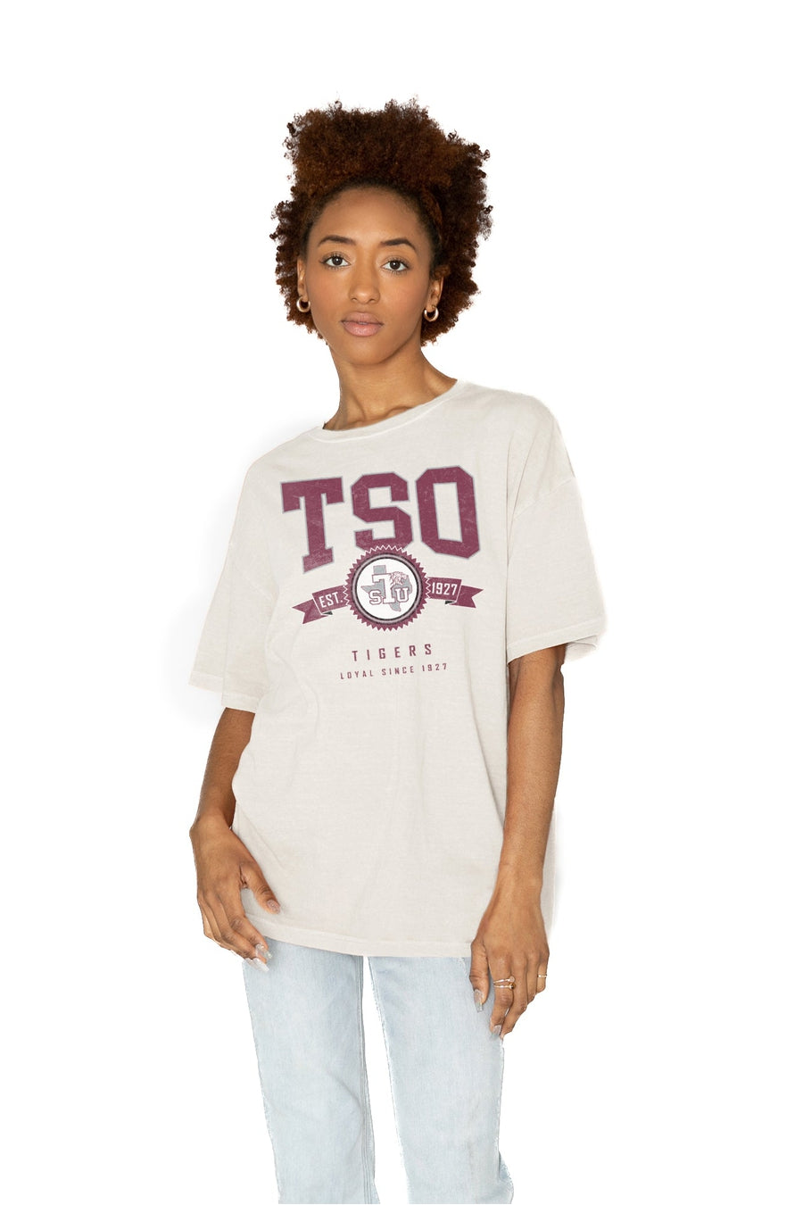 TEXAS SOUTHERN TIGERS GET GOIN' OVERSIZED CREW NECK TEE