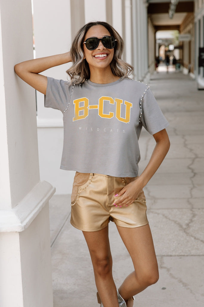 BETHUNE-COOKMAN WILDCATS AFTER PARTY STUDDED SHORT SLEEVE MODERATELY CROPPED TEE