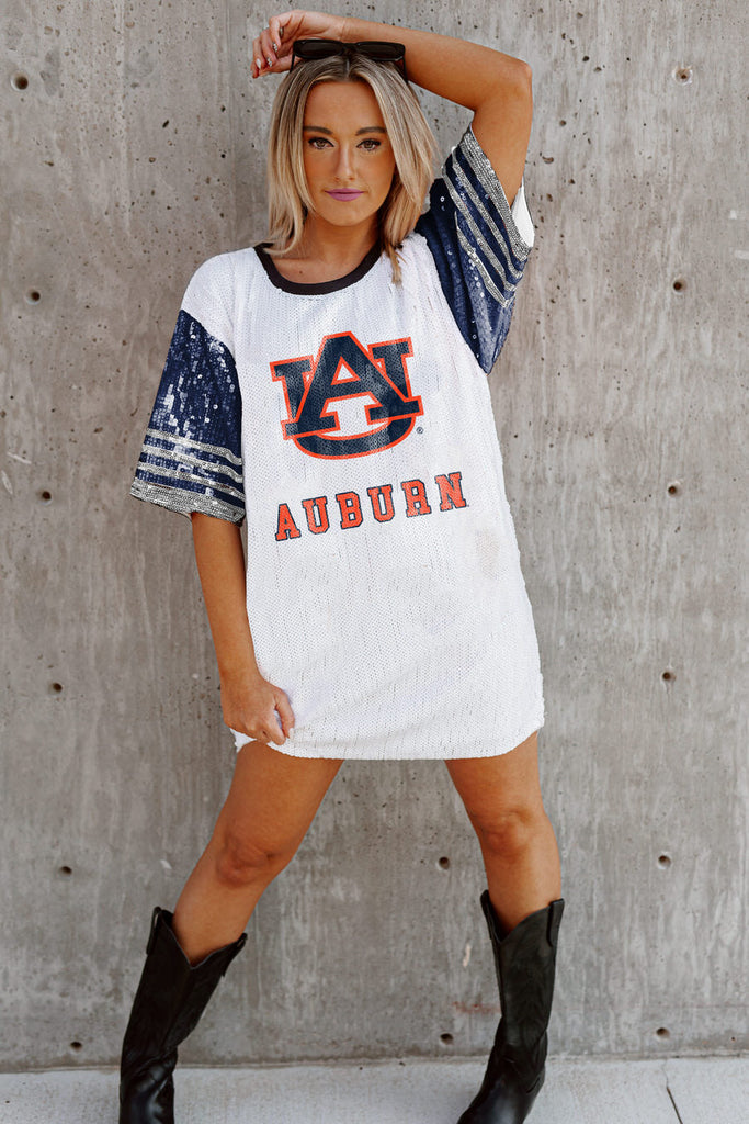 AUBURN TIGERS CHIC CHAMPS FULL SEQUIN JERSEY DRESS