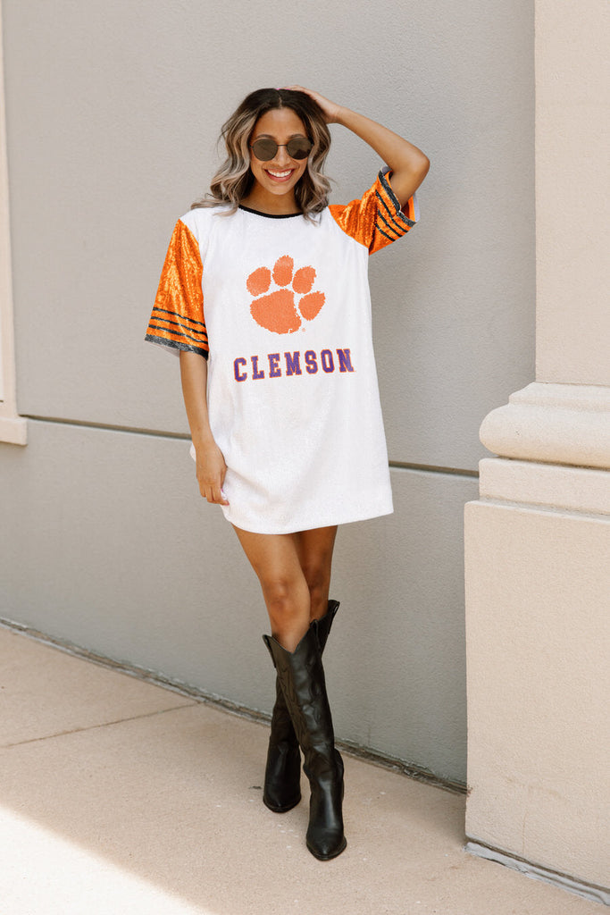 CLEMSON TIGERS CHIC CHAMPS FULL SEQUIN JERSEY DRESS