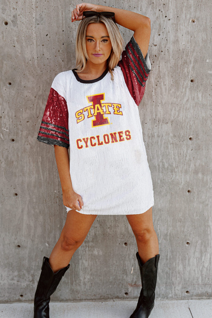 IOWA STATE CYCLONES CHIC CHAMPS FULL SEQUIN JERSEY DRESS