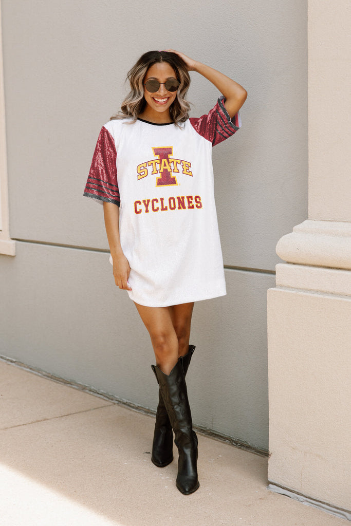 IOWA STATE CYCLONES CHIC CHAMPS FULL SEQUIN JERSEY DRESS