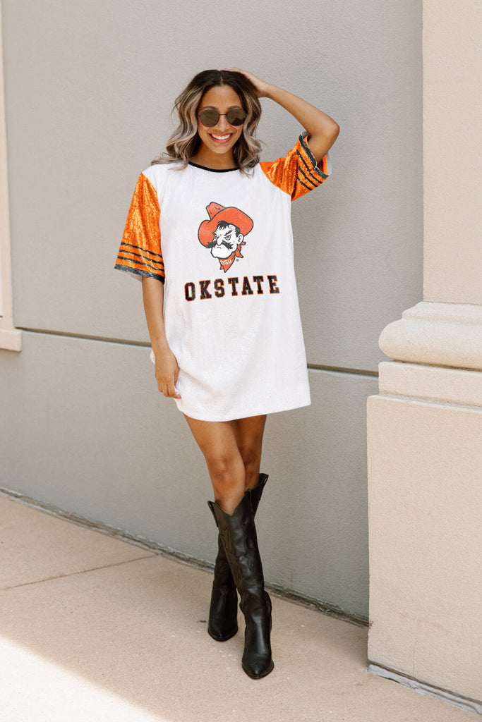 OKLAHOMA STATE COWBOYS CHIC CHAMPS FULL SEQUIN JERSEY DRESS