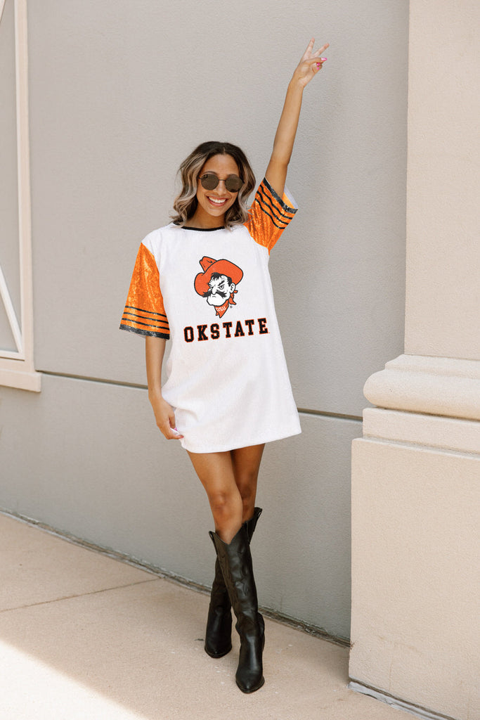 OKLAHOMA STATE COWBOYS CHIC CHAMPS FULL SEQUIN JERSEY DRESS