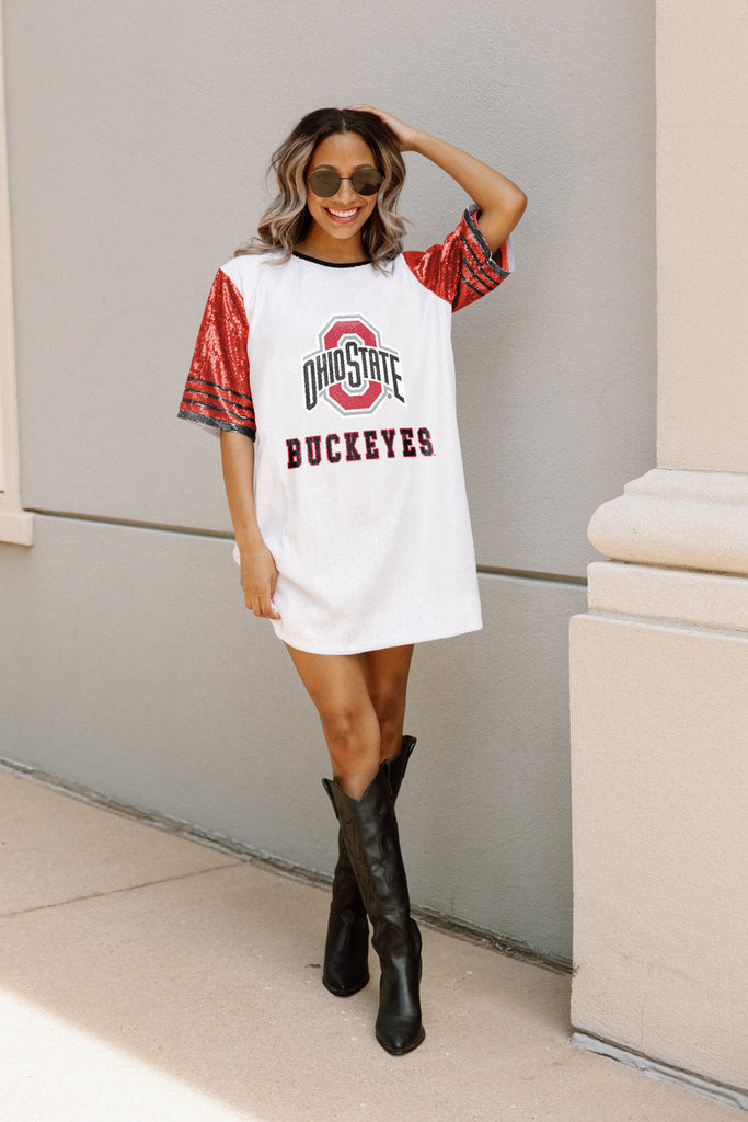 OHIO STATE BUCKEYES CHIC CHAMPS FULL SEQUIN JERSEY DRESS