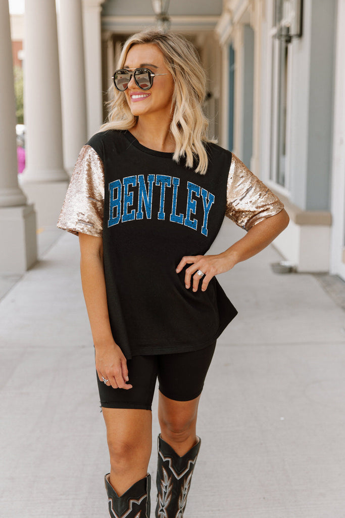 BENTLEY FALCONS SHINE ON SEQUIN SLEEVE DETAIL TOP
