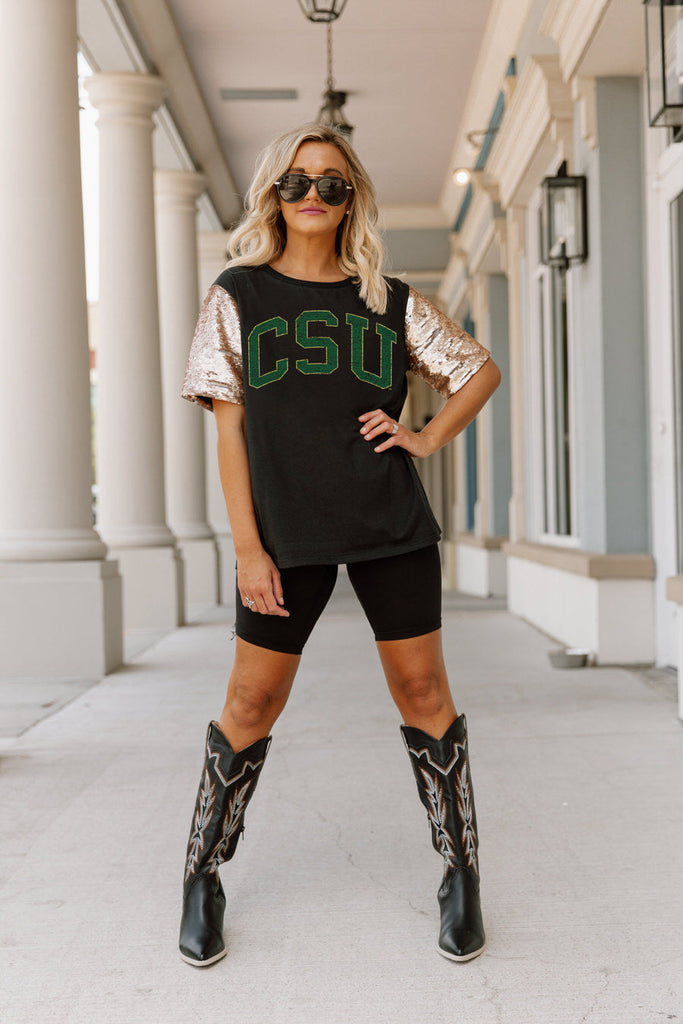 COLORADO STATE RAMS SHINE ON SEQUIN SLEEVE DETAIL TOP