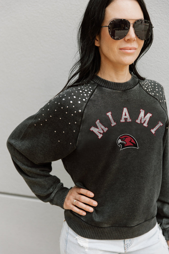 MIAMI OF OHIO REDHAWKS DON'T BLINK VINTAGE STUDDED PULLOVER