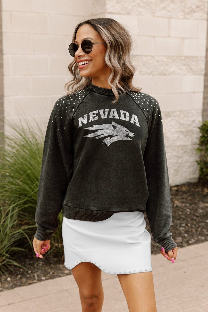 NEVADA WOLF PACK DON'T BLINK VINTAGE STUDDED PULLOVER