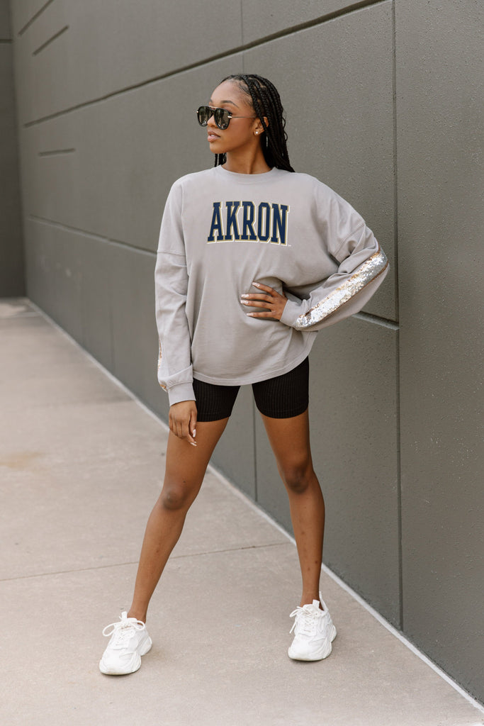 AKRON ZIPS GUESS WHO'S BACK SEQUIN YOKE PULLOVER