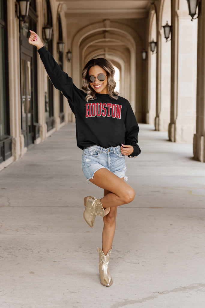 HOUSTON COUGARS GUESS WHO'S BACK SEQUIN YOKE PULLOVER