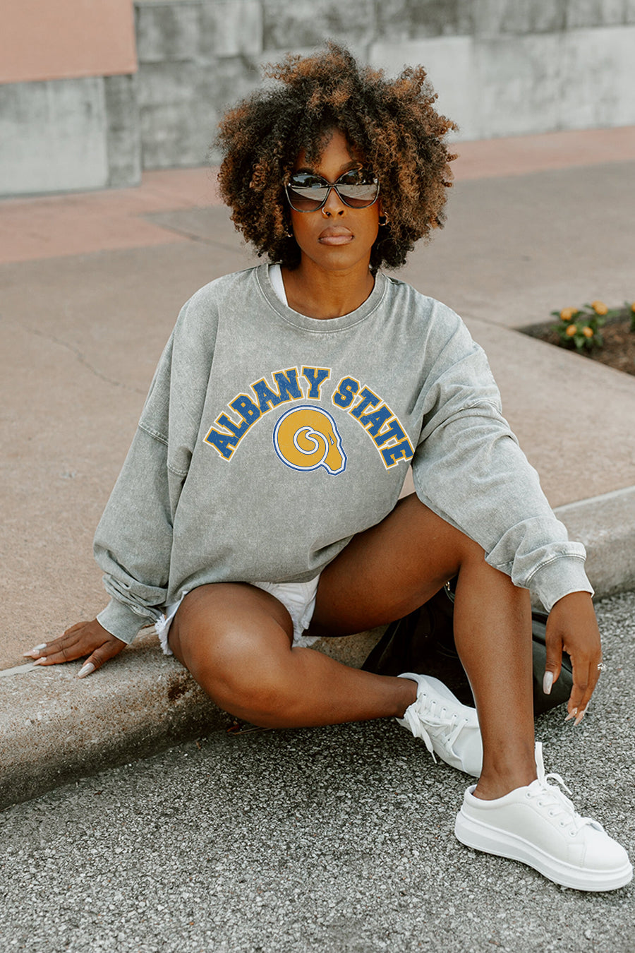 ALBANY STATE GOLDEN RAMS PLAY THE GAME FADED WASH PULLOVER