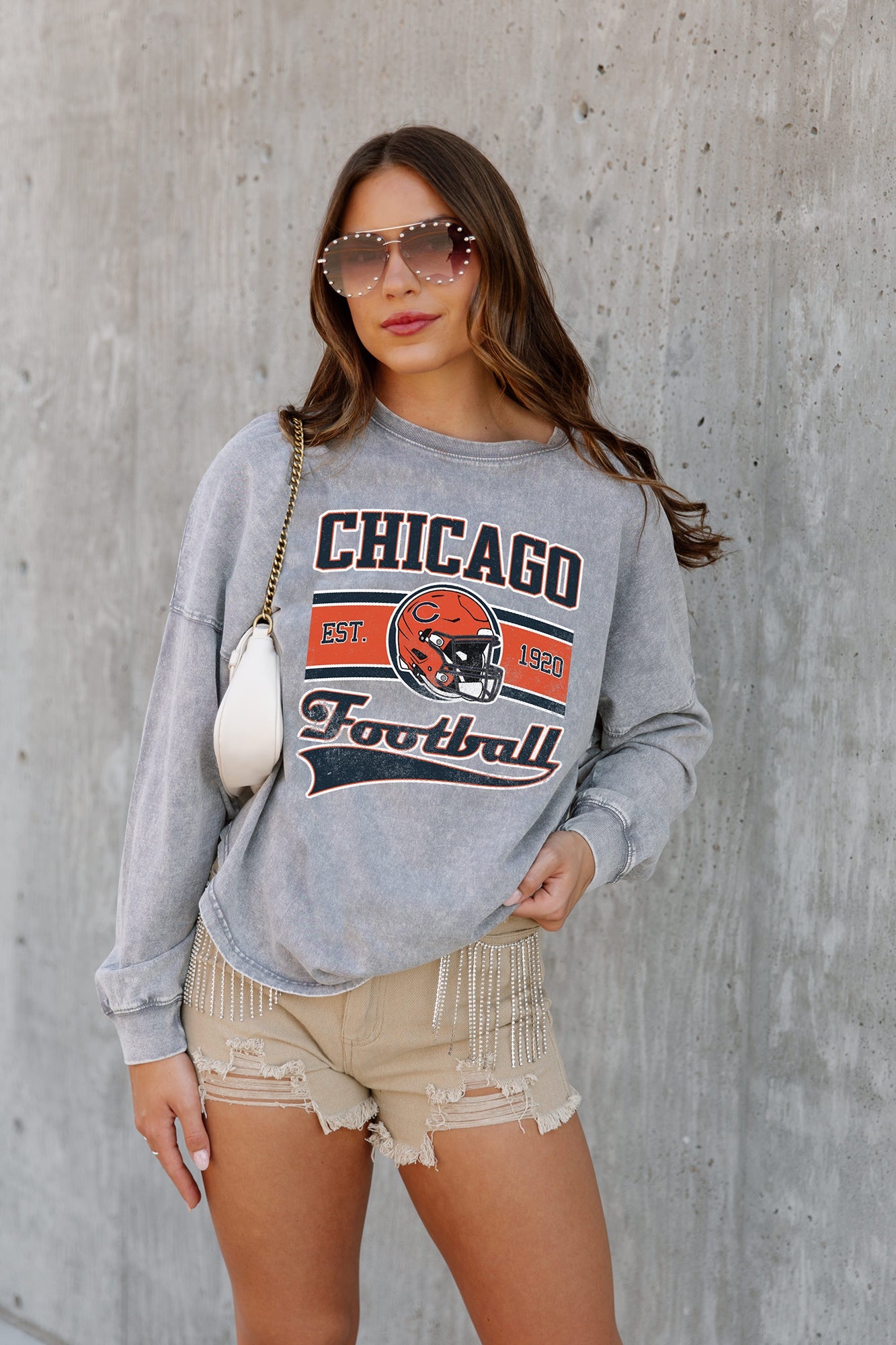 CHICAGO BEARS NO TIMEOUTS FADED WASH PULLOVER