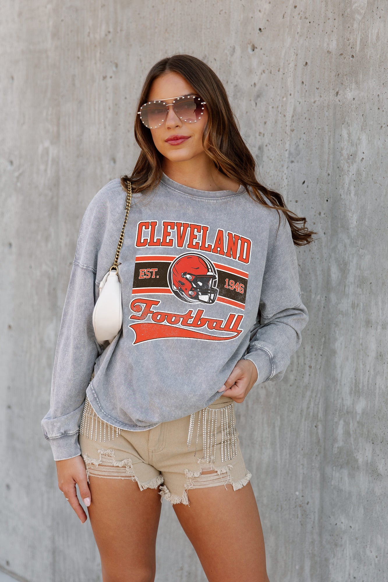 CLEVELAND BROWNS NO TIMEOUTS FADED WASH PULLOVER