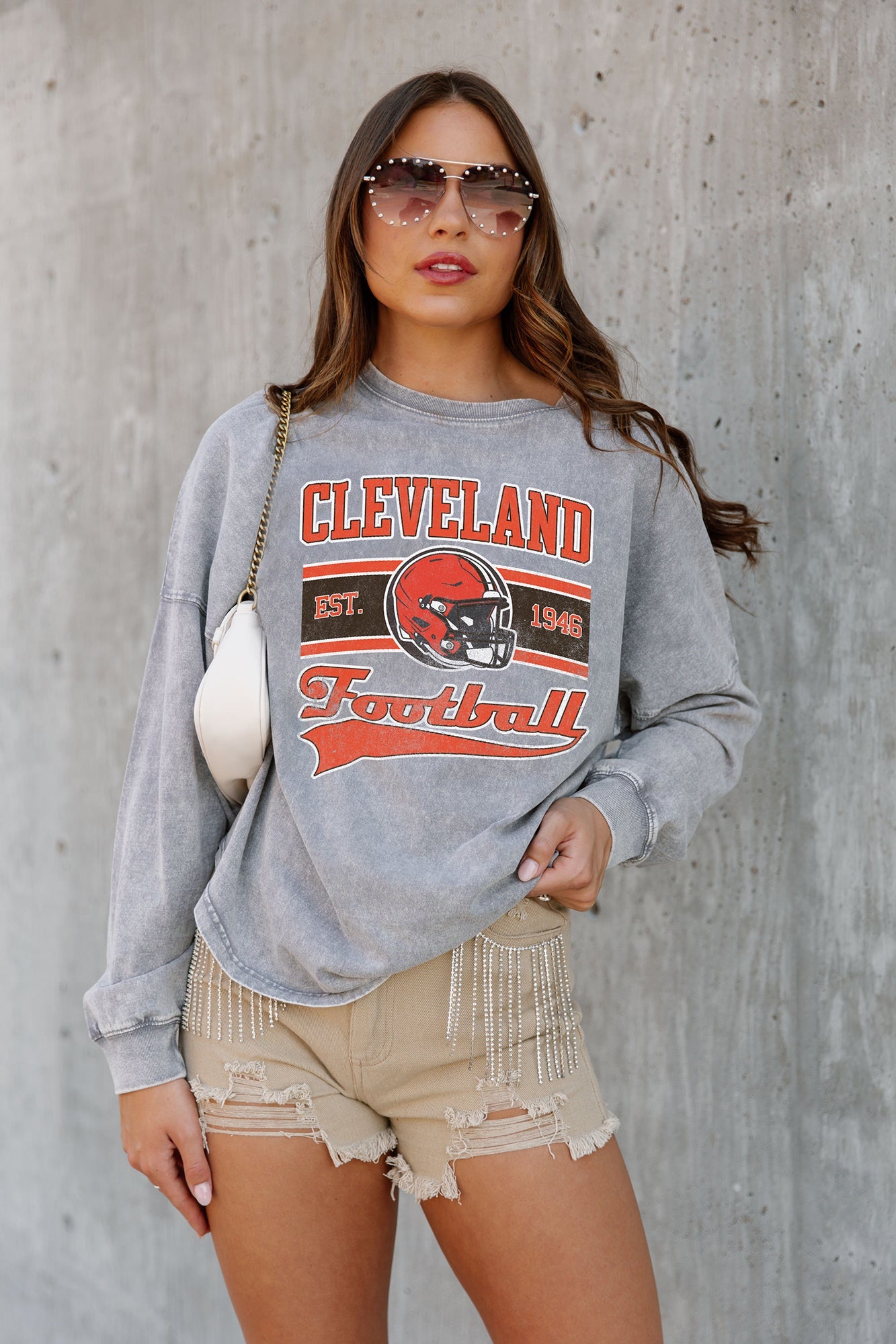CLEVELAND BROWNS NO TIMEOUTS FADED WASH PULLOVER
